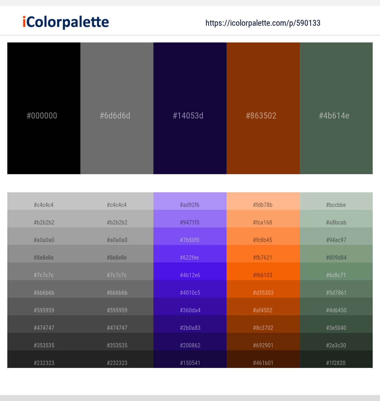 Black – Dove Gray – Black Rock – Peru Tan – Finlandia Color scheme