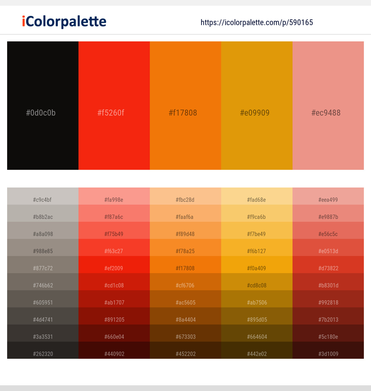 Cod Gray – Scarlet – Chilean Fire – Gamboge – Tonys Pink Color scheme