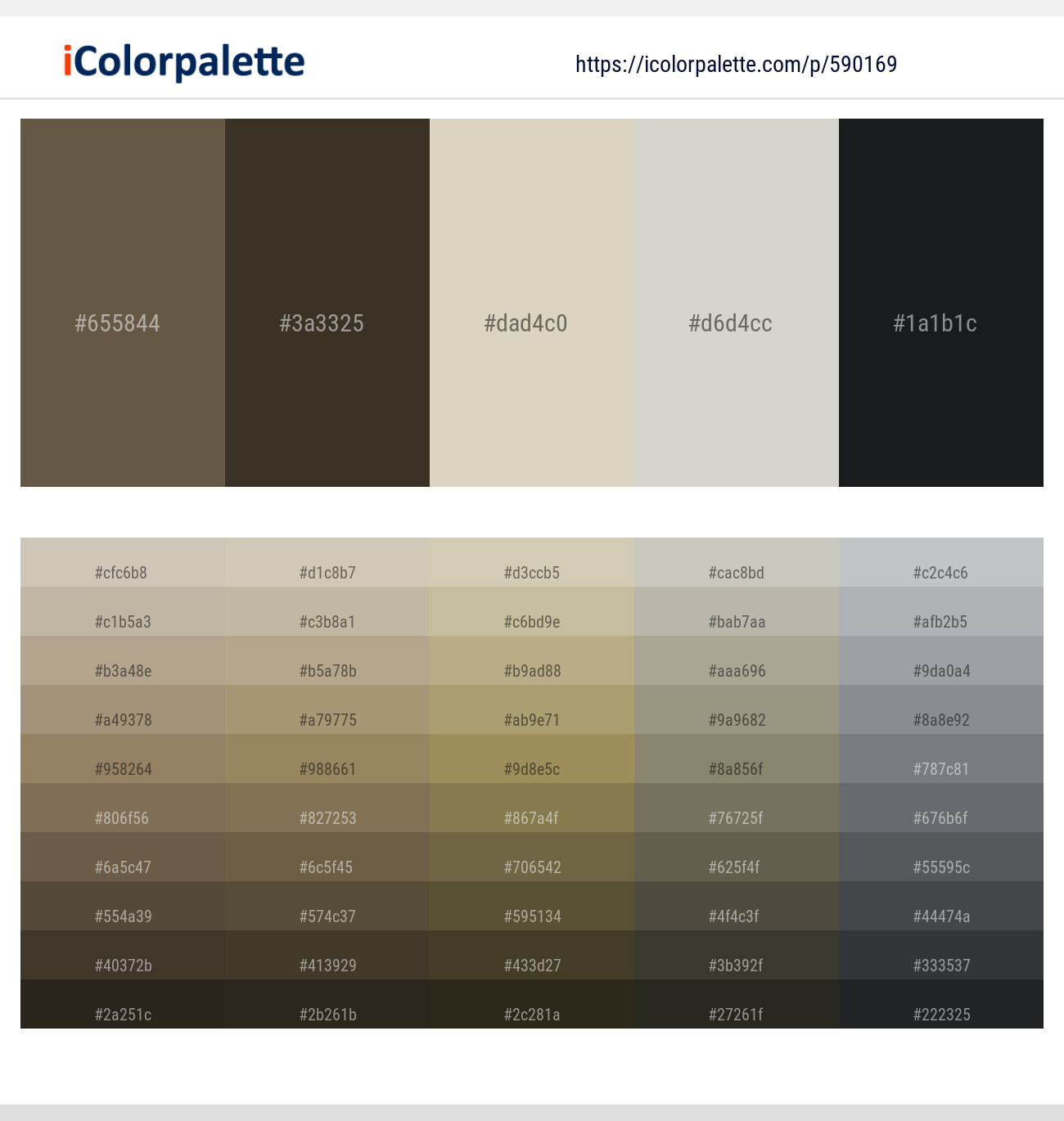 Tobacco Brown – Birch – Sisal – Timberwolf – Shark Color scheme