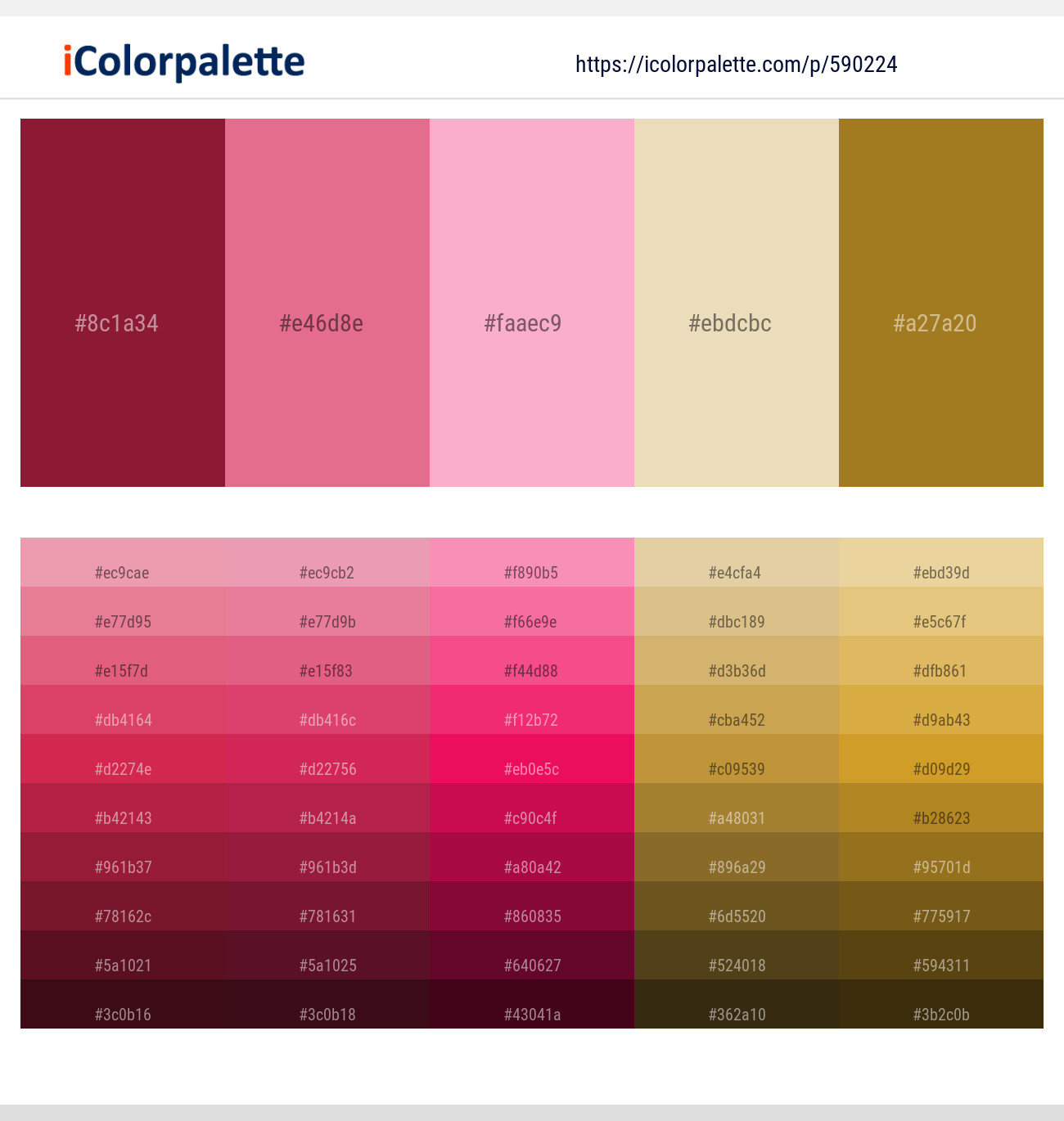 590224Claret – Deep Blush – Lavender Pink – Raffia – Reef Gold Color scheme