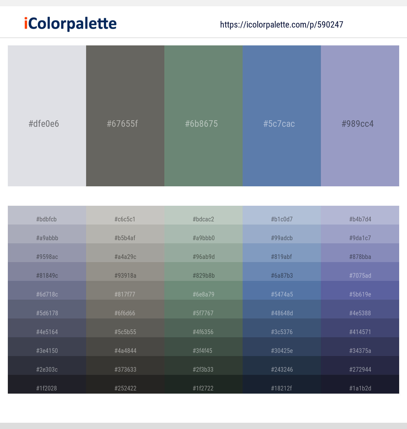 Mischka – Ironside Gray – Viridian Green – Waikawa Gray – Blue Bell Color scheme