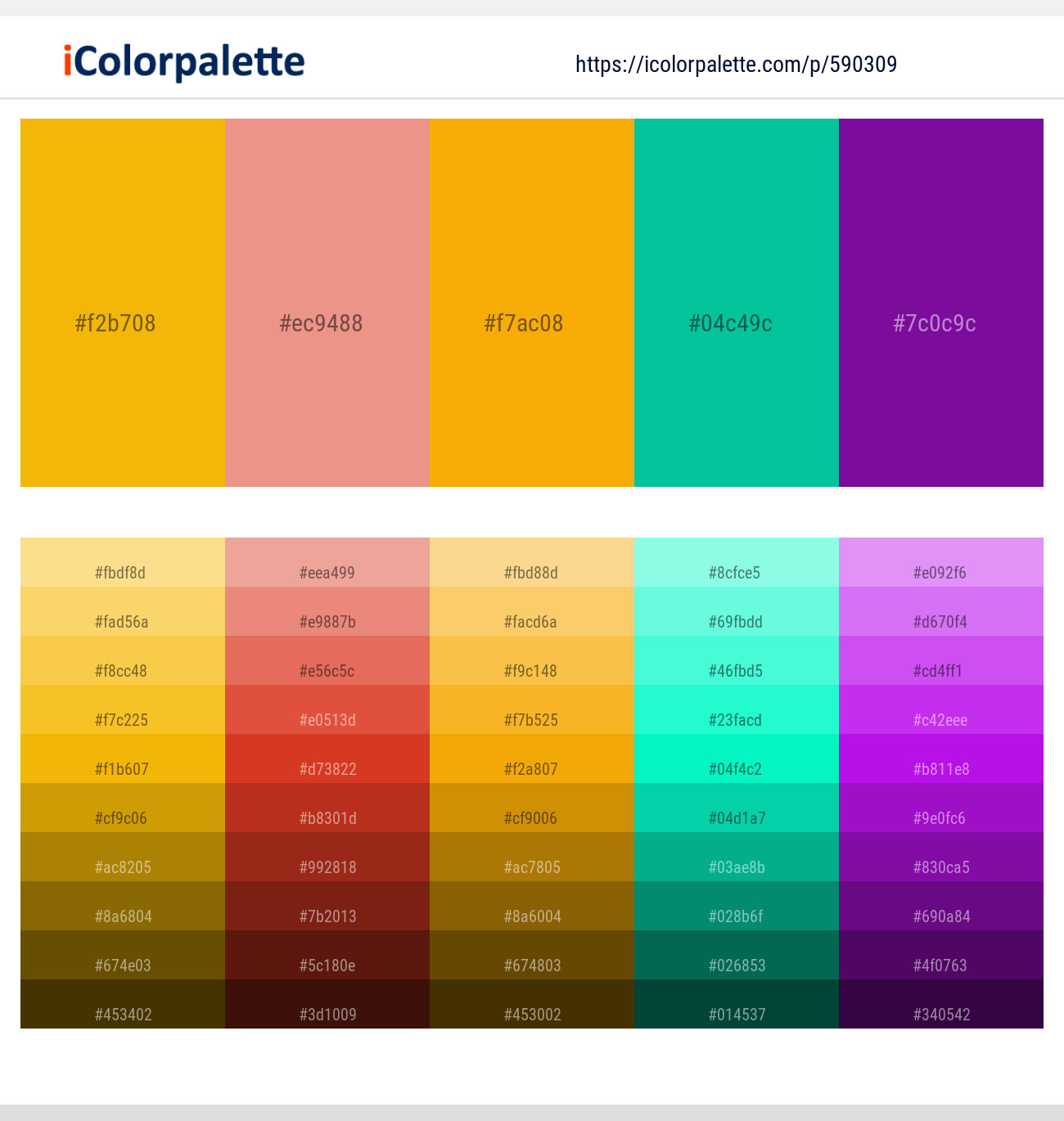 Corn – Tonys Pink – Sun – Caribbean Green – Purple Color scheme