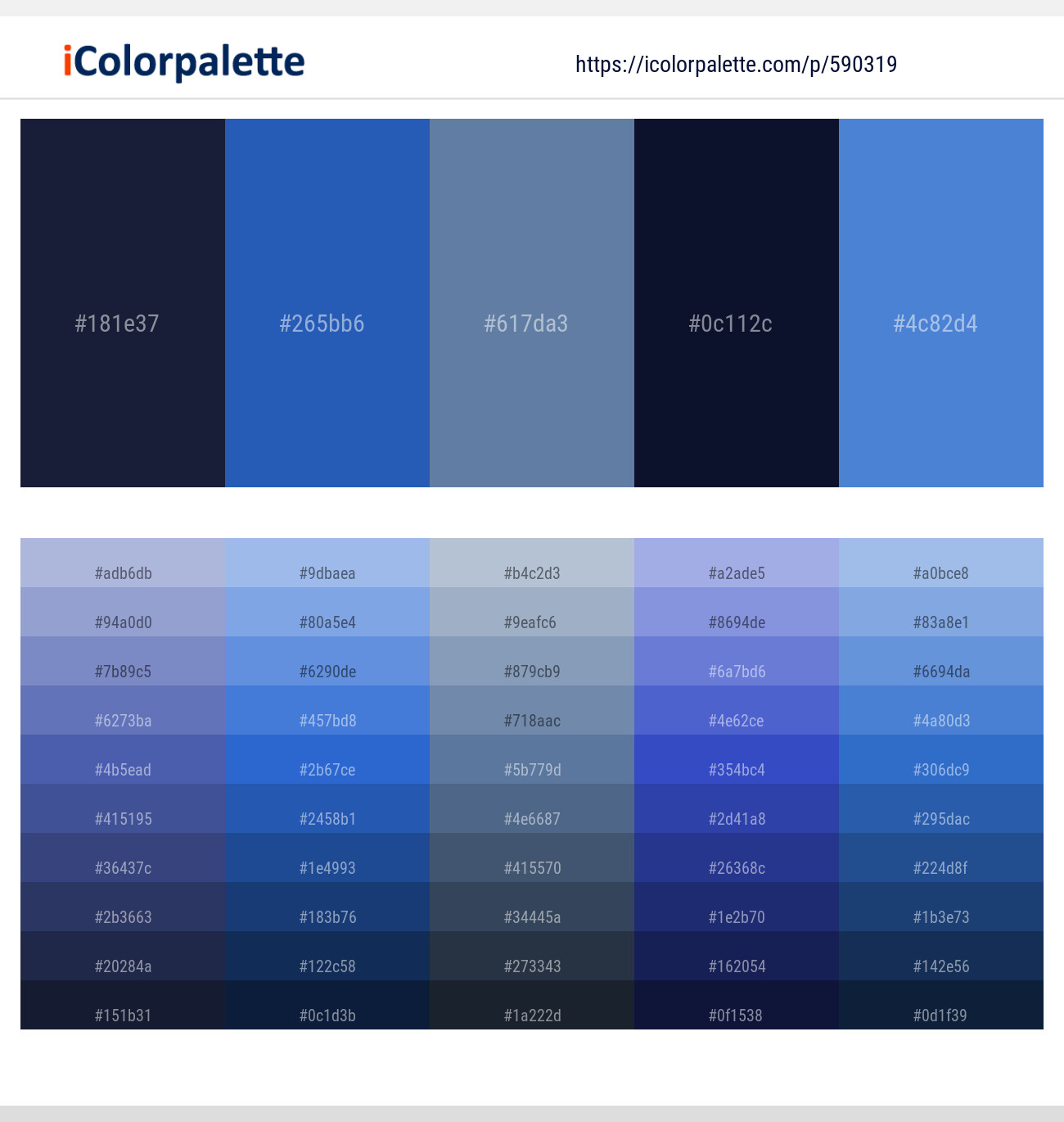 Big Stone – Cerulean Blue – Hoki – Haiti – Havelock Blue Color scheme