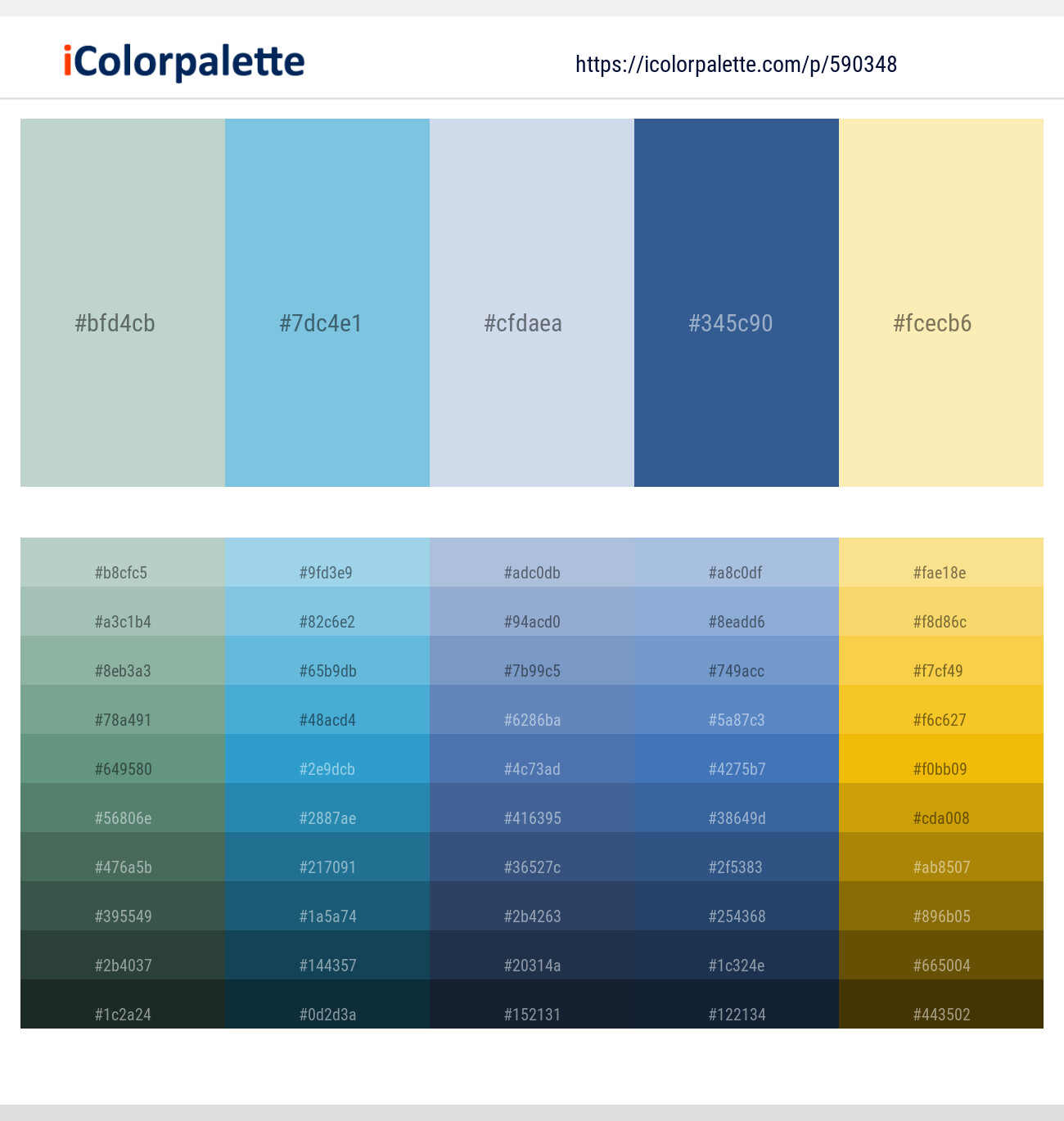 Conch – Aquamarine Blue – Periwinkle Gray – Chambray – Banana Mania Color scheme