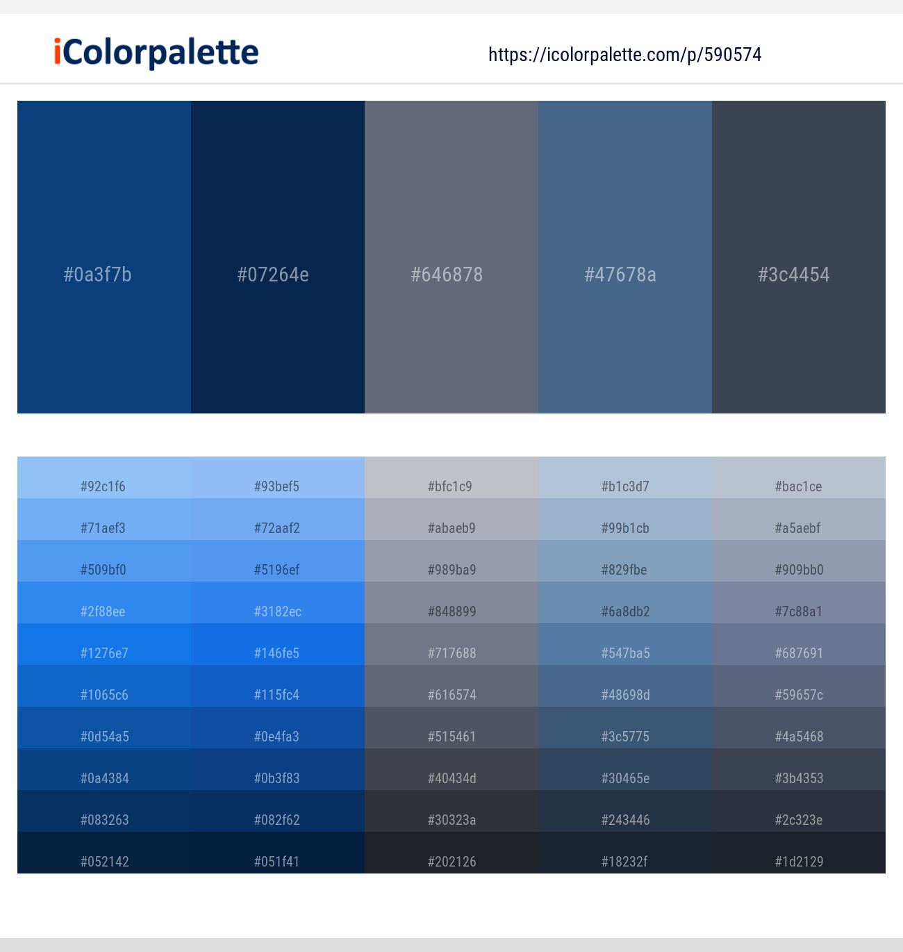 Catalina Blue – Downriver – Shuttle Gray – Kashmir Blue – Bright Gray Color scheme