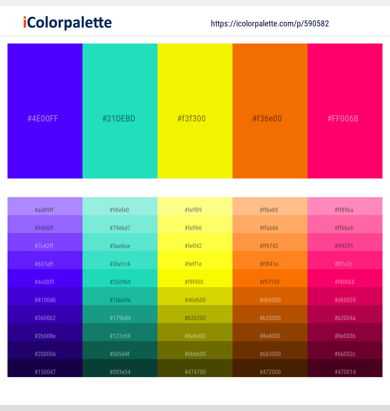 Electric Violet – Turquoise – Turbo – Clementine – Rose Color scheme