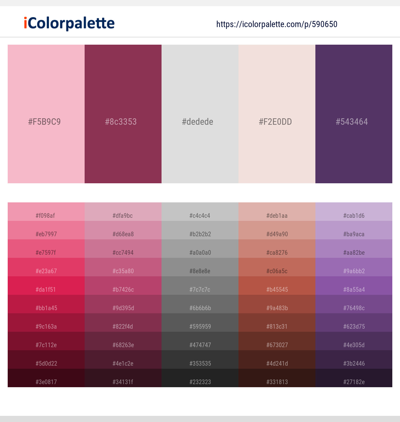 Azalea – Camelot – Alto – Pot Pourri – Bossanova Color scheme