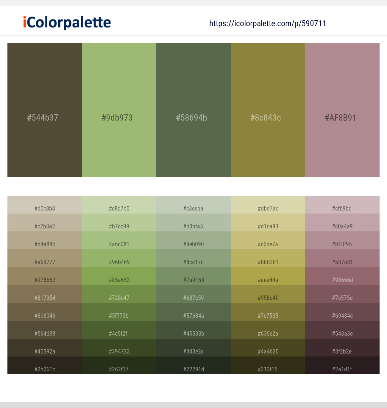 Judge Gray – Olivine – Axolotl – Sycamore – Del Rio Color scheme