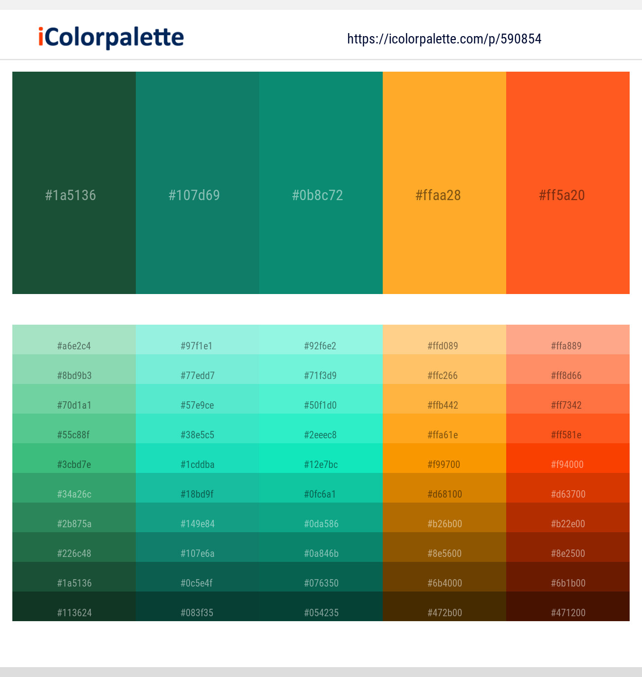 Green Pea – Genoa – Elf Green – Sea Buckthorn – Orange Color scheme