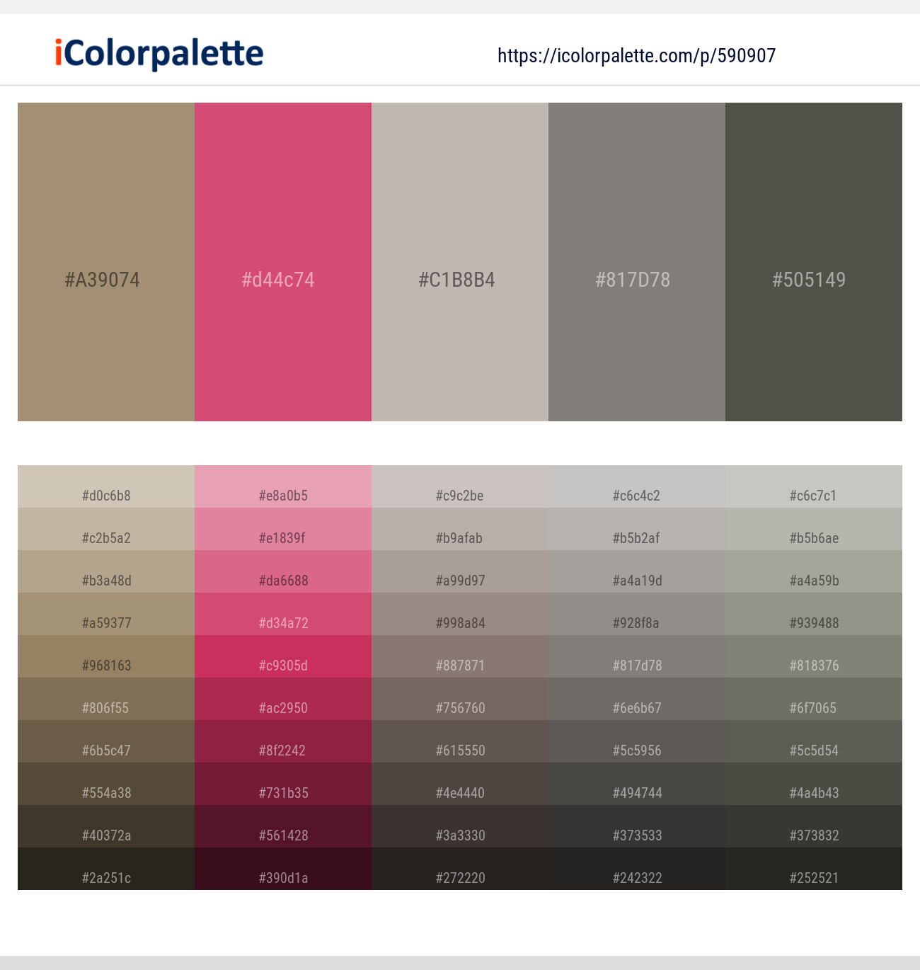 Donkey Brown – Cabaret – Silver Rust – Concord – Fuscous Gray Color scheme