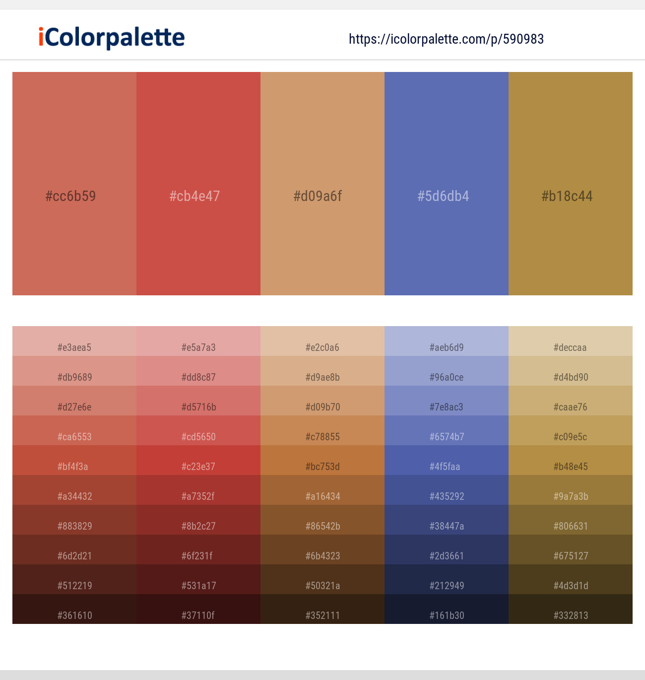 Chestnut Rose – Mojo – Whiskey – Blue Violet – Driftwood Color scheme