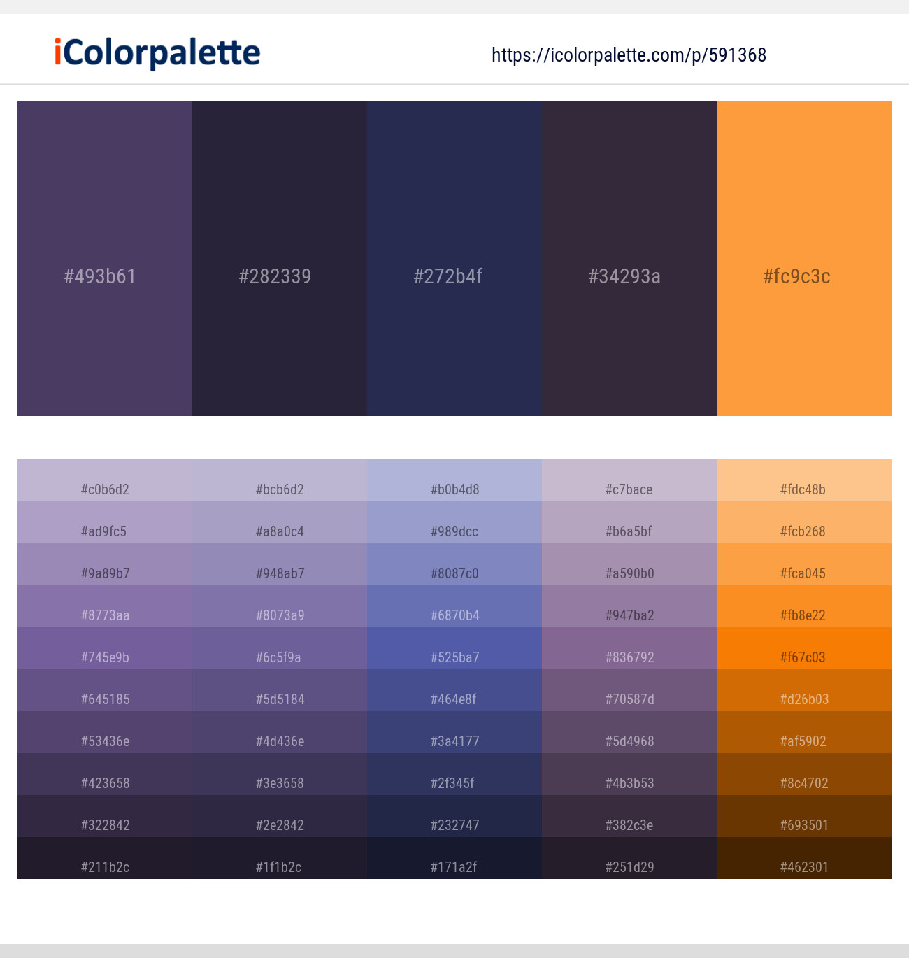 Mulled Wine – Steel Gray – Cloud Burst – Blackcurrant – Neon Carrot Color scheme