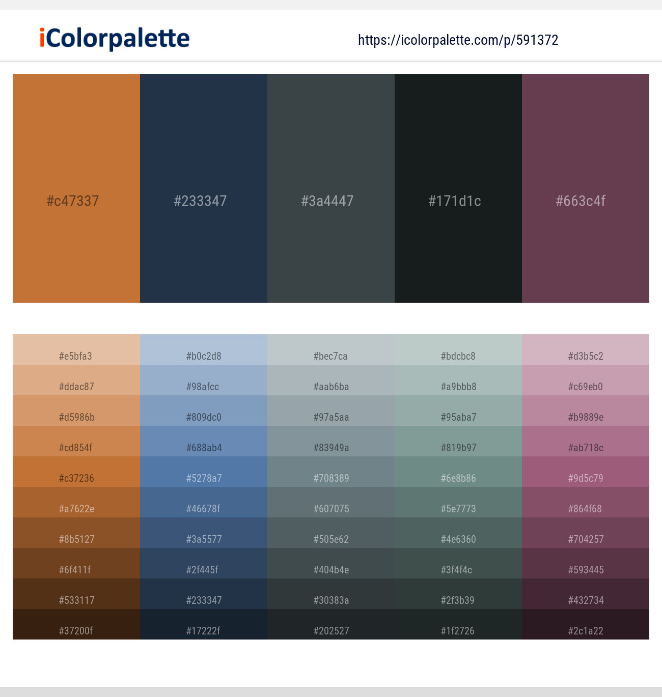 Copper – Pickled Bluewood – Cape Cod – Woodsmoke – Eggplant Color scheme