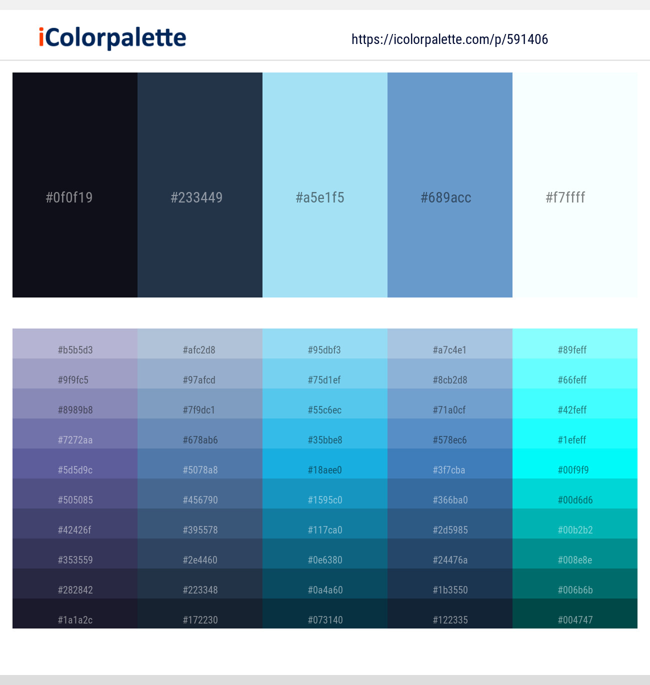 Cinder – Cloud Burst – Sail – Danube – Twilight Blue Color scheme