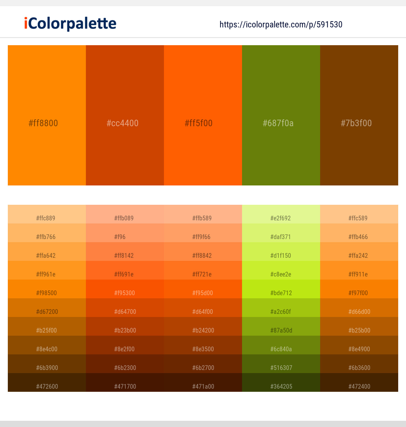 Pizazz – Grenadier – Blaze Orange – Yukon Gold – Cinnamon Color scheme