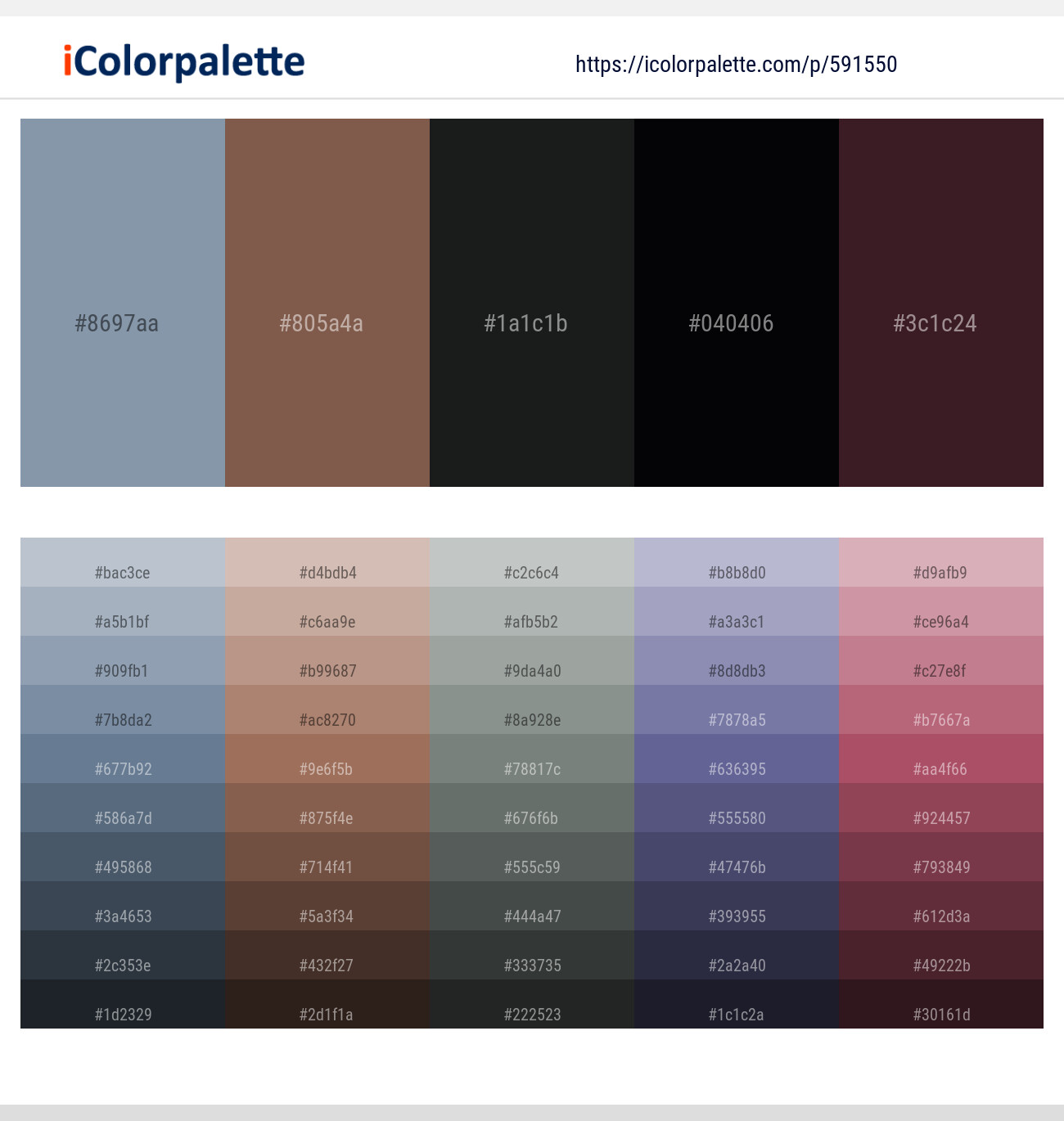 Bali Hai – Roman Coffee – Heavy Metal – Cinder – Jon Color scheme