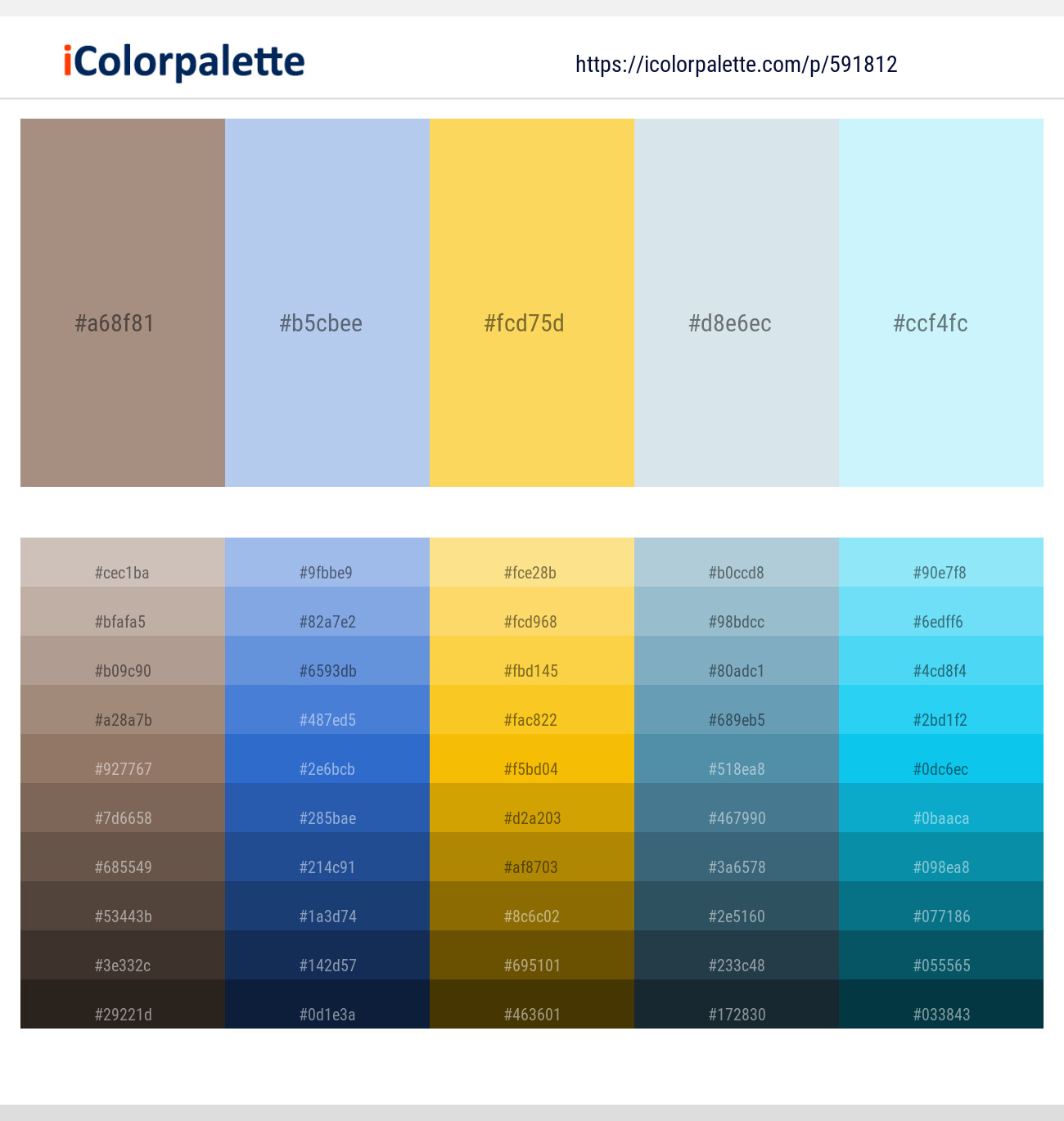 Sandrift – Spindle – Dandelion – Mystic – Onahau Color scheme