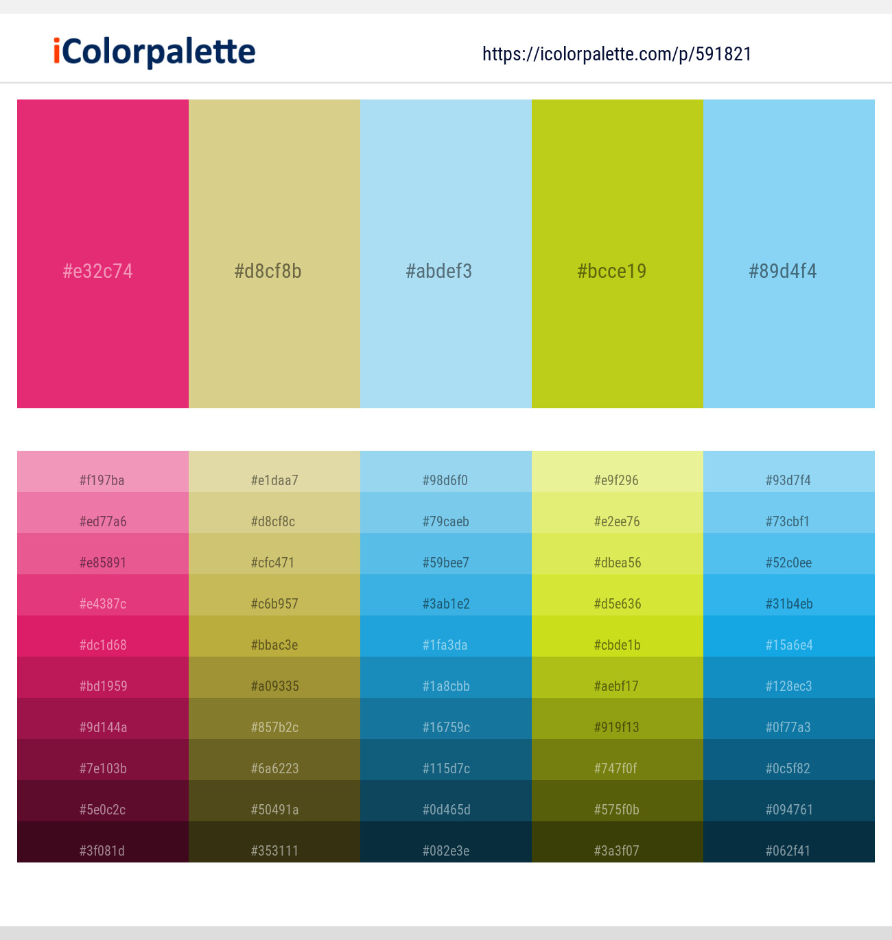 Cerise Red – Winter Hazel – Blizzard Blue – Key Lime Pie – Malibu Color scheme