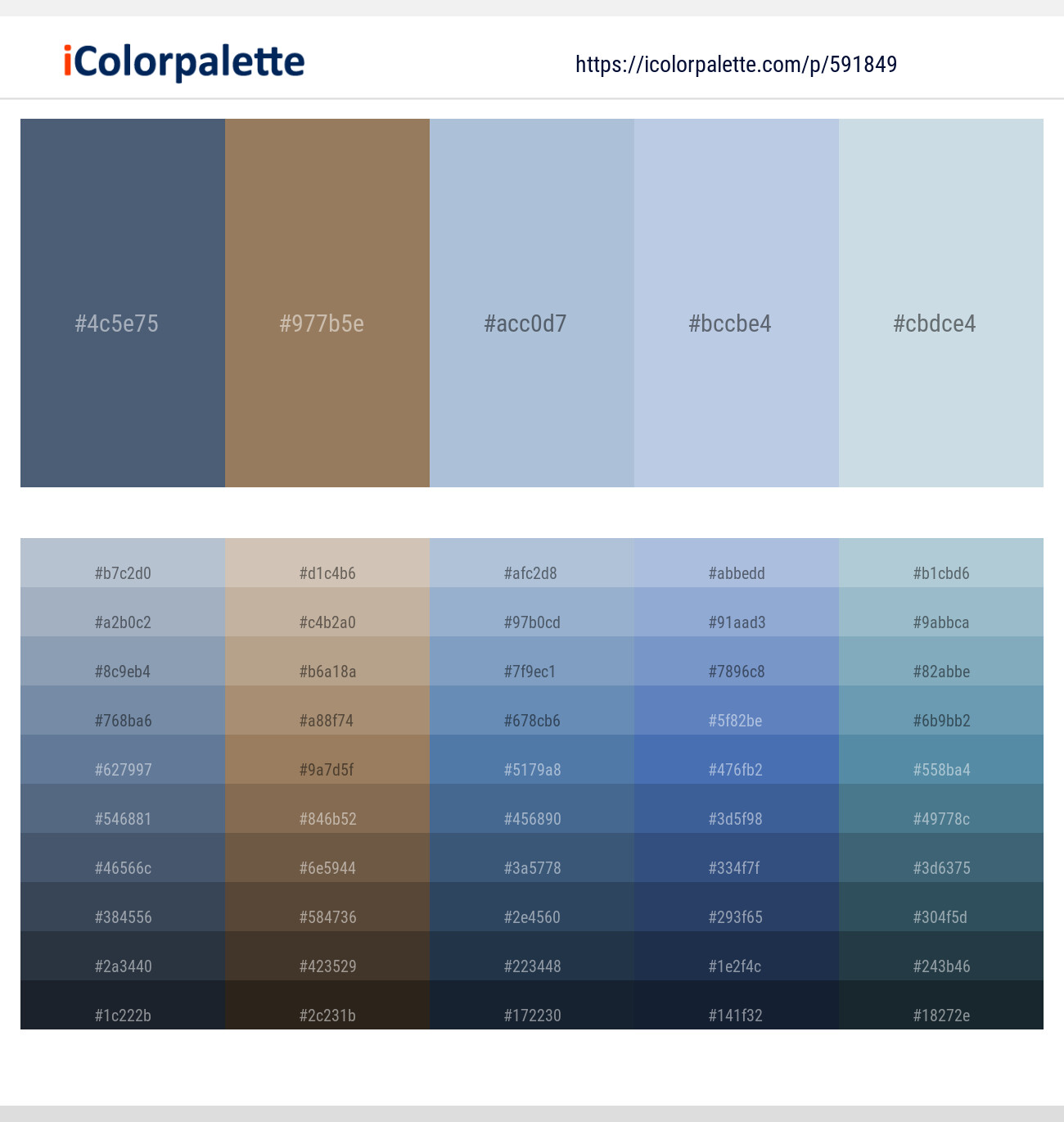 Blue Bayoux – Domino – Casper – Periwinkle Gray – Botticelli Color scheme