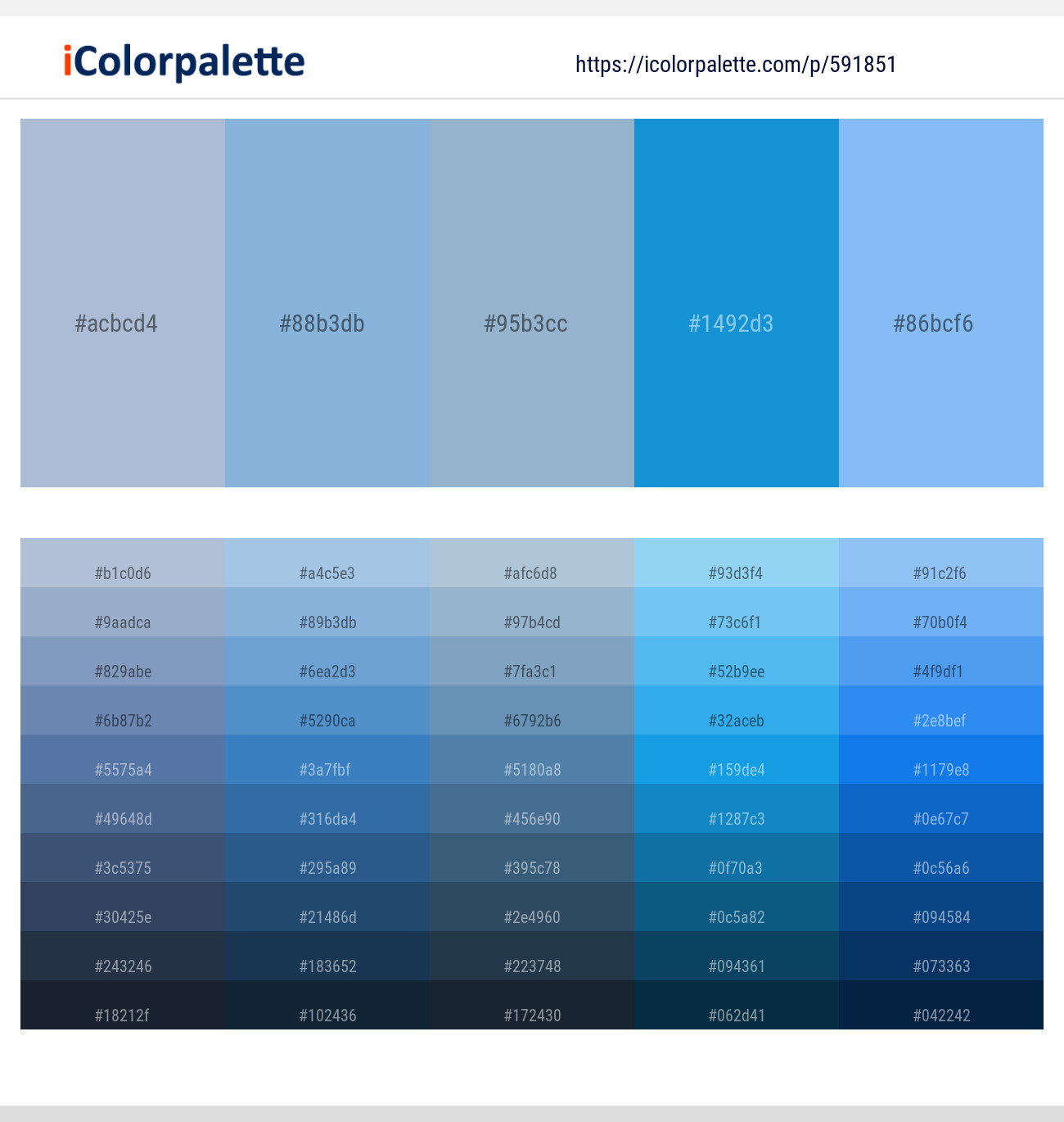 Casper – Polo Blue – Rock Blue – Curious Blue – Jordy Blue Color scheme