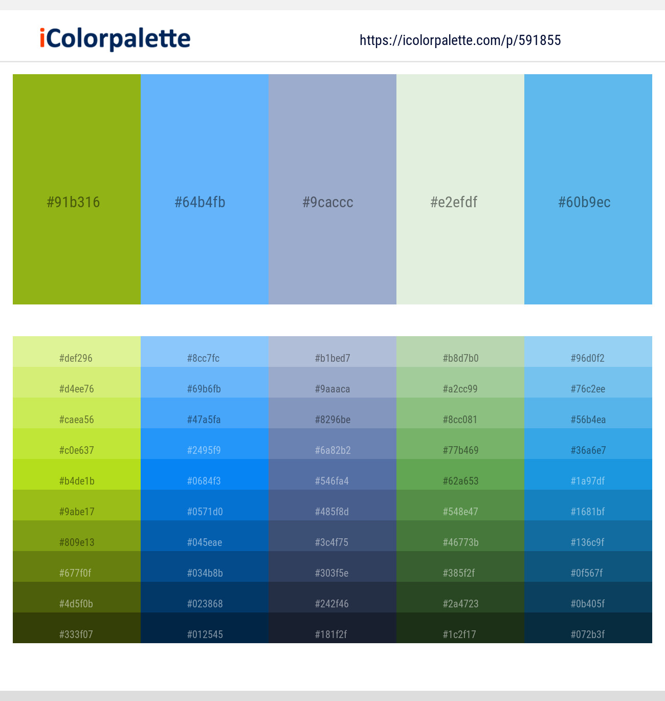 Citron – Malibu – Rock Blue – Willow Brook – Picton Blue Color scheme