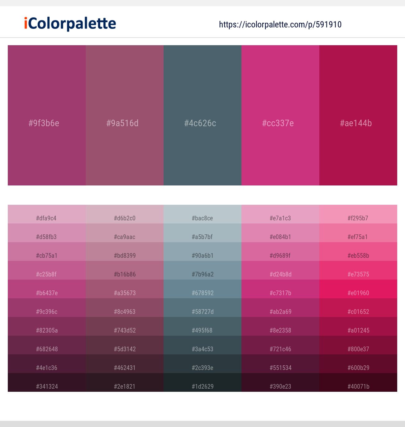 Rouge – Cannon Pink – Blue Bayoux – Cerise – Maroon Flush Color scheme