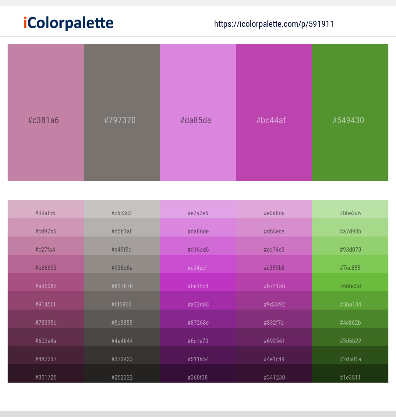 Viola – Americano – Orchid – Fuchsia Pink – Apple Color scheme