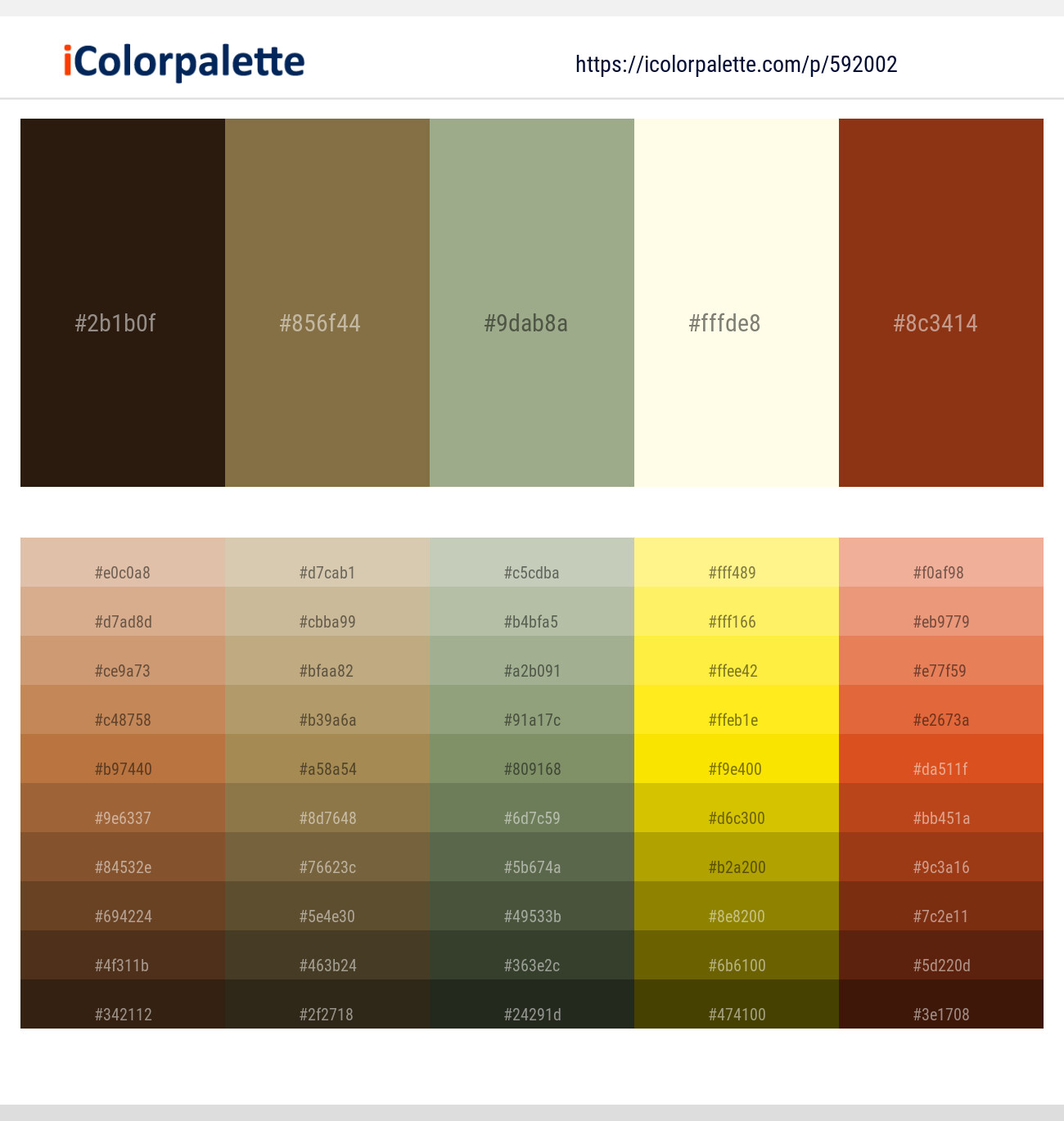 Coffee Bean – Shadow – Sage – Travertine – Pueblo Color scheme