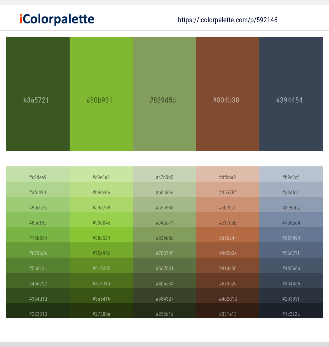 Dell – Sushi – Asparagus – Nutmeg – Oxford Blue Color scheme