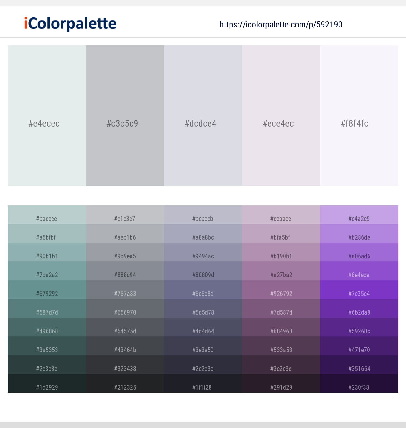 Mystic – Ghost – Mischka – Prim – White Lilac Color scheme