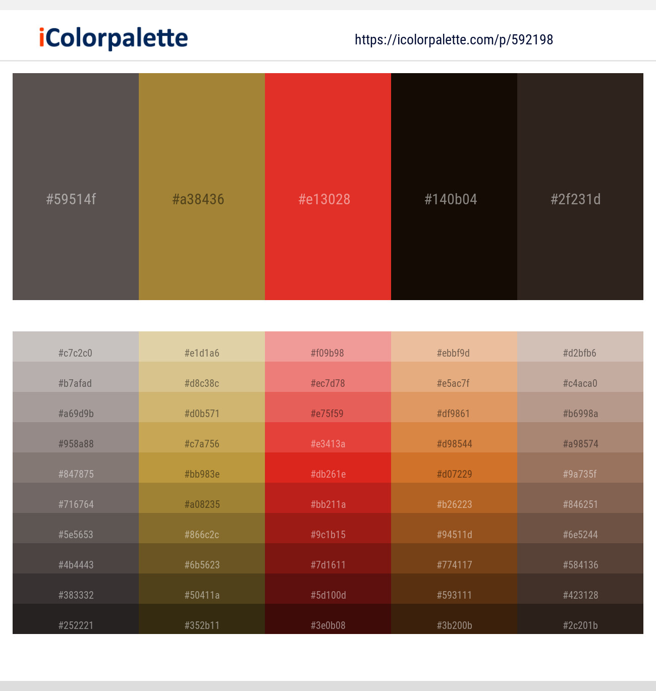 592198Dorado – Luxor Gold – Alizarin Crimson – Graphite – Cocoa Brown Color scheme