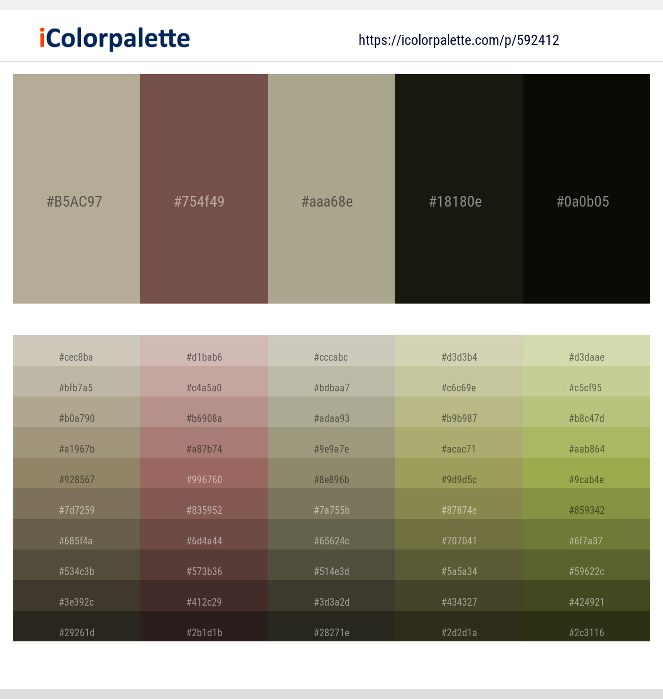 592412Heathered Gray – Roman Coffee – Tallow – Rangoon Green – Gordons Green Color scheme