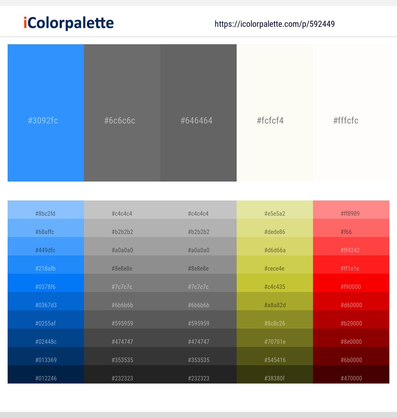 Dodger Blue – Dove Gray – Dove Gray – Bianca – Rose White Color scheme