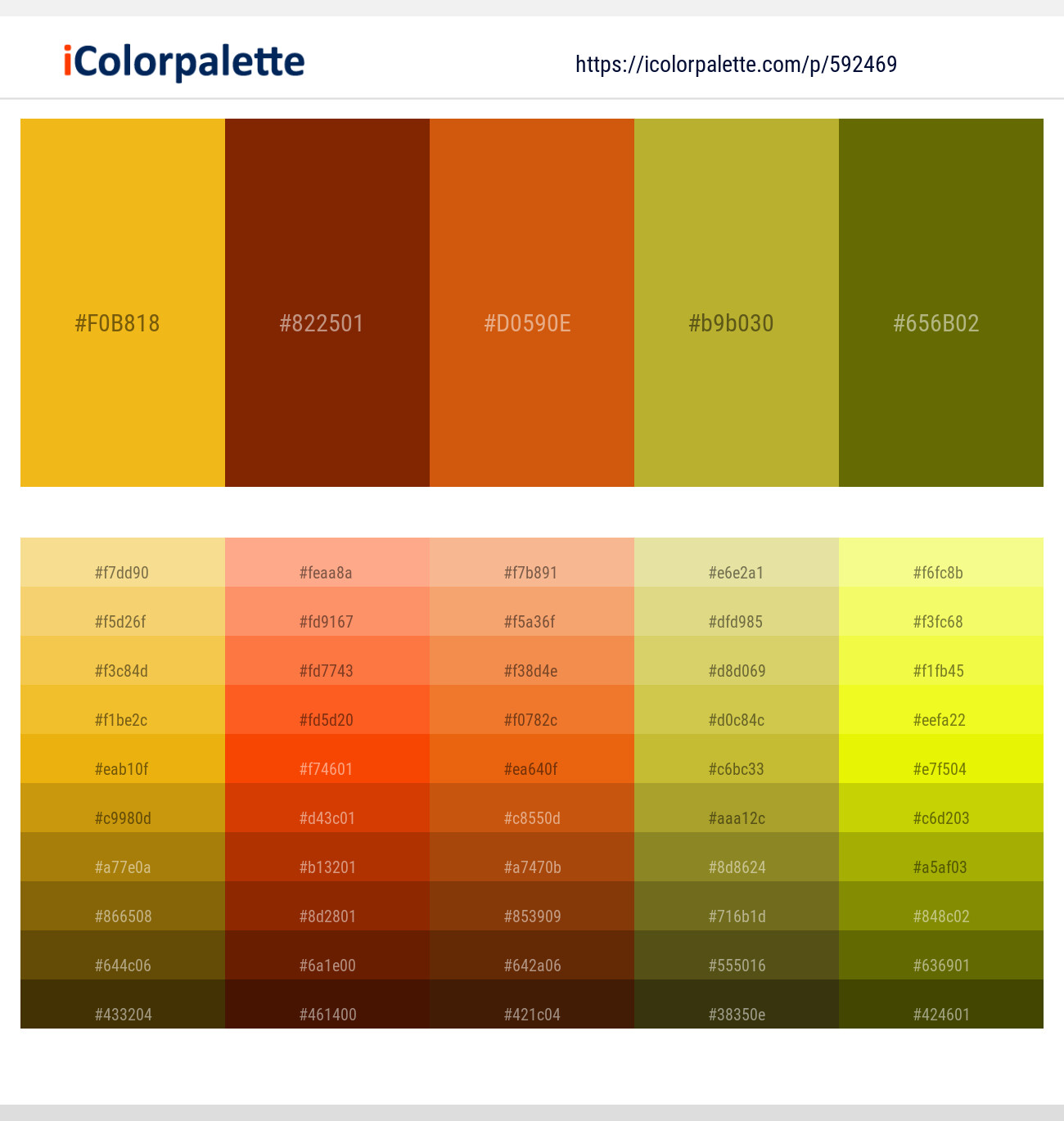 Buttercup – Red Beech – Tia Maria – Earls Green – Olive Color scheme