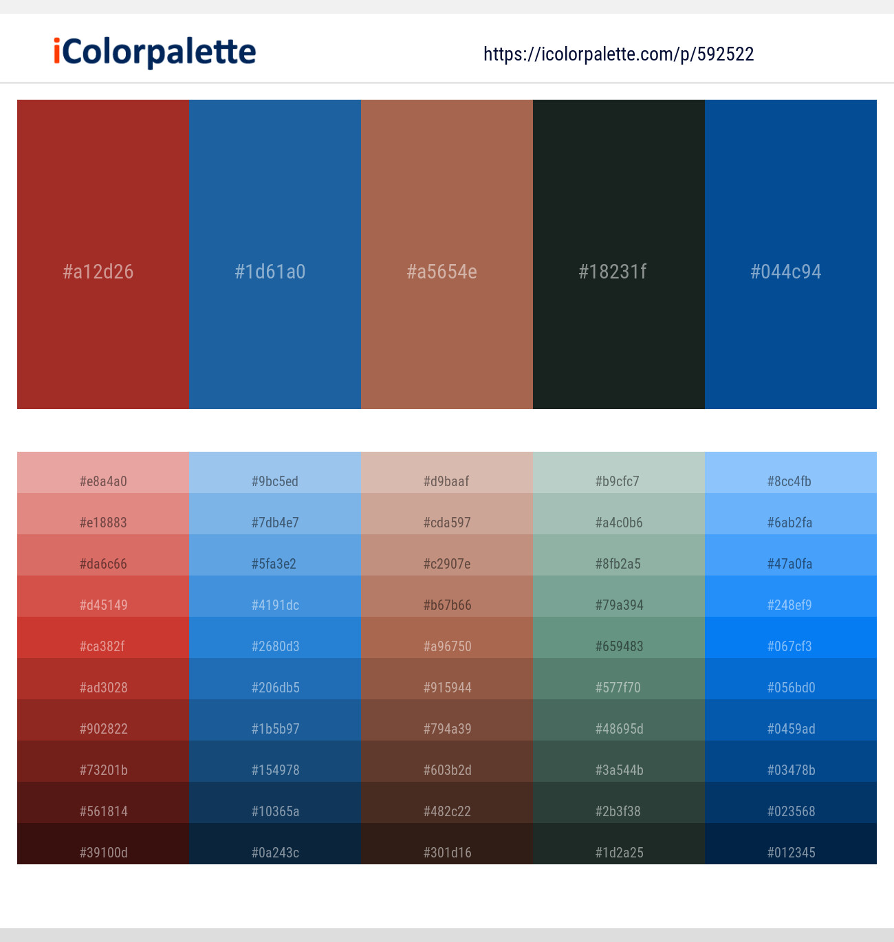 Mexican Red – Matisse – Cape Palliser – Aztec – Congress Blue Color scheme