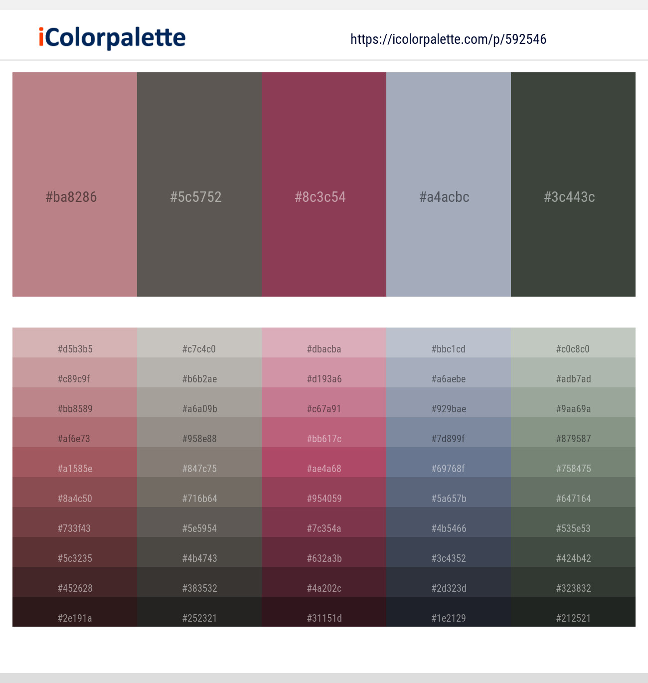 Old Rose – Soya Bean – Camelot – Cadet Blue – Lunar Green Color scheme
