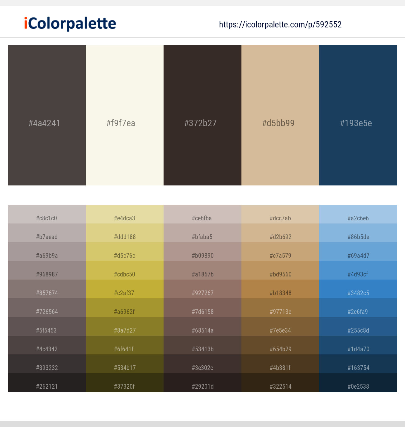 Tundora – Quarter Spanish White – Cocoa Brown – Cameo – Biscay Color scheme