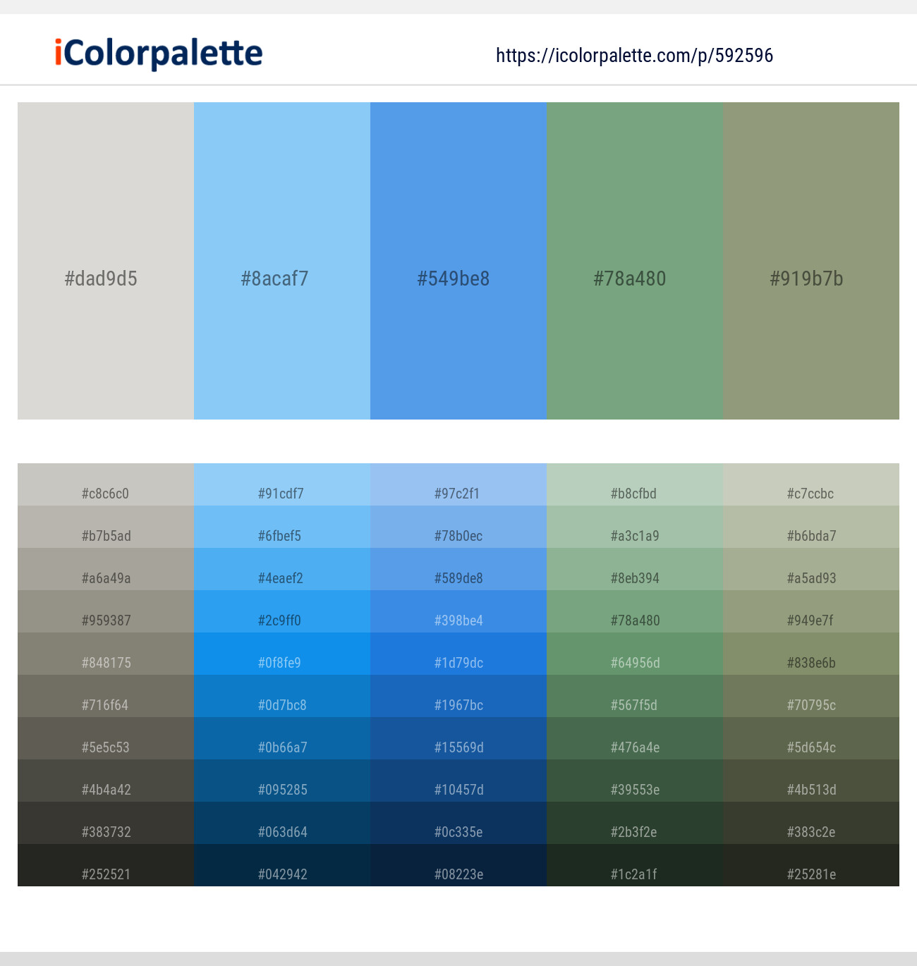 Quill Gray – Malibu – Cornflower Blue – Amulet – Sage Color scheme