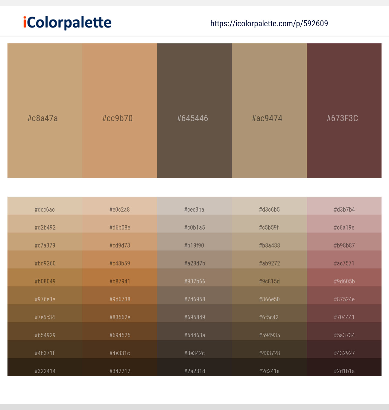 Tan – Whiskey – Tobacco Brown – Sandal – Congo Brown Color scheme