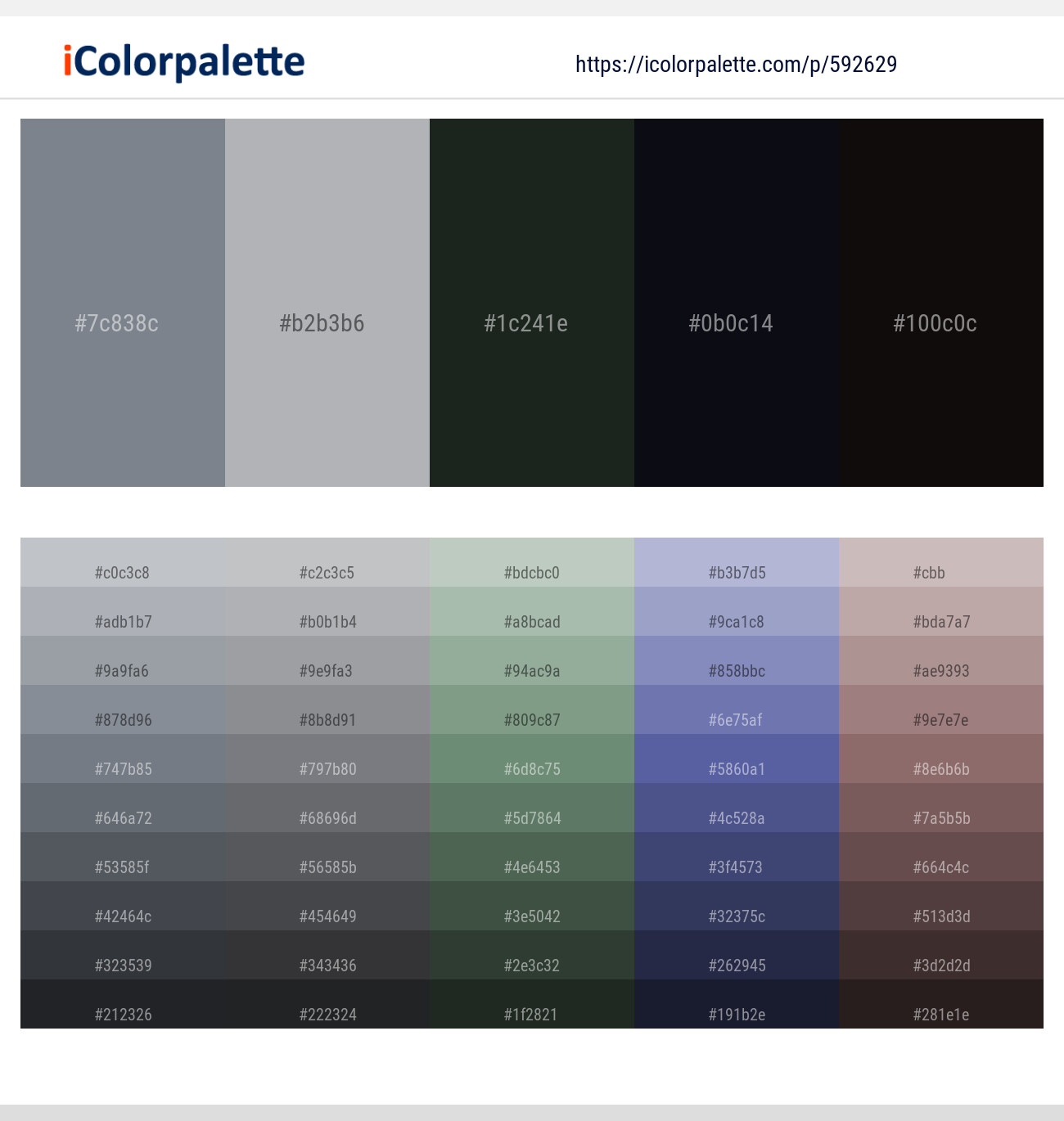 Raven – Bombay – Racing Green – Cinder – Cod Gray Color scheme