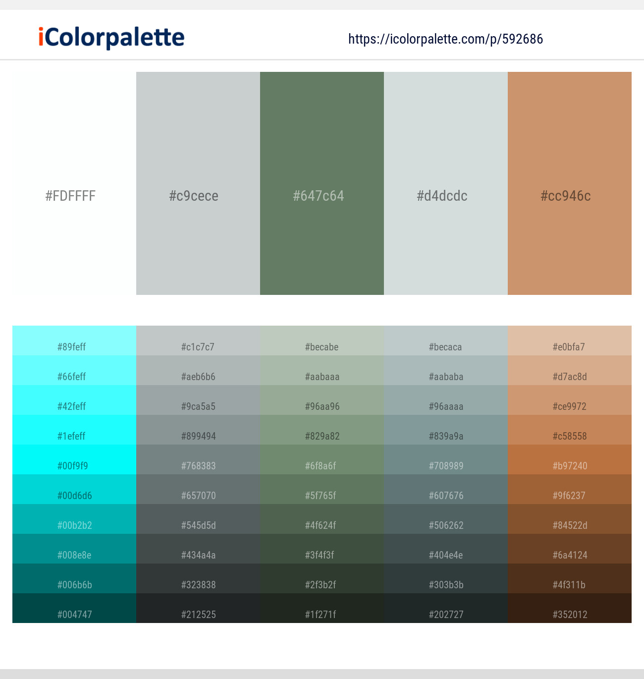 Twilight Blue – Tiara – Glade Green – Geyser – Antique Brass Color scheme