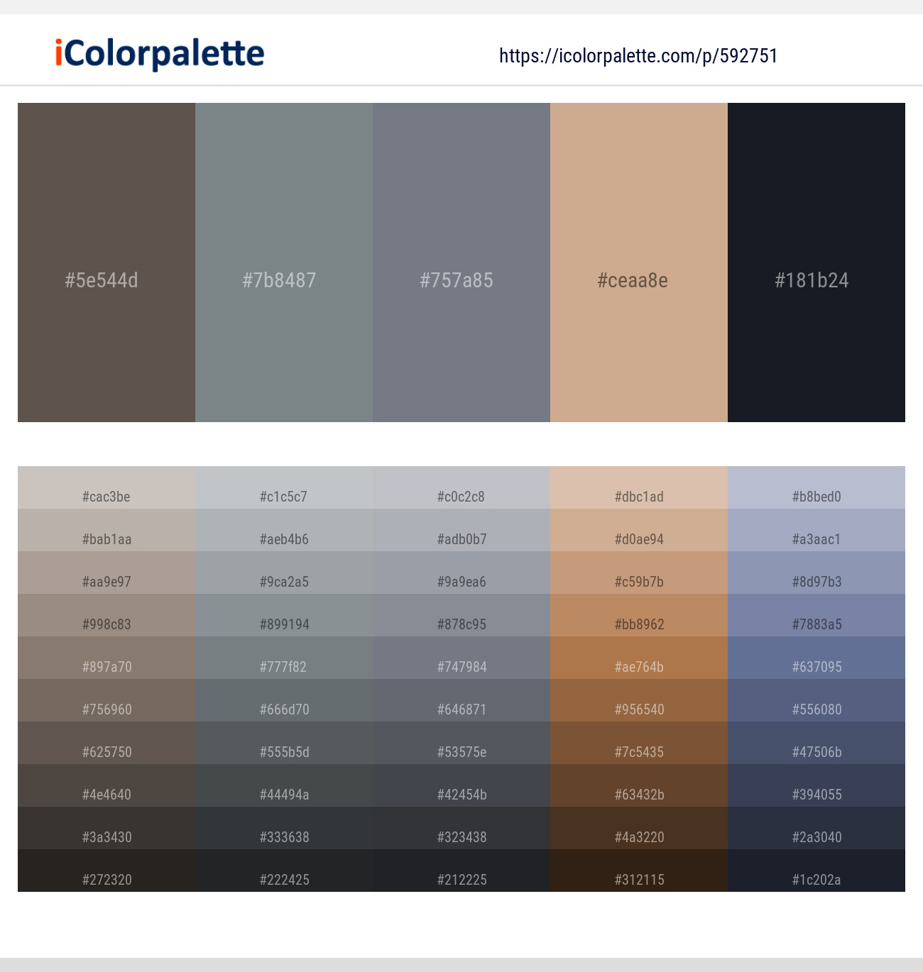 Pine Cone – Rolling Stone – Raven – Tan – Mirage Color scheme