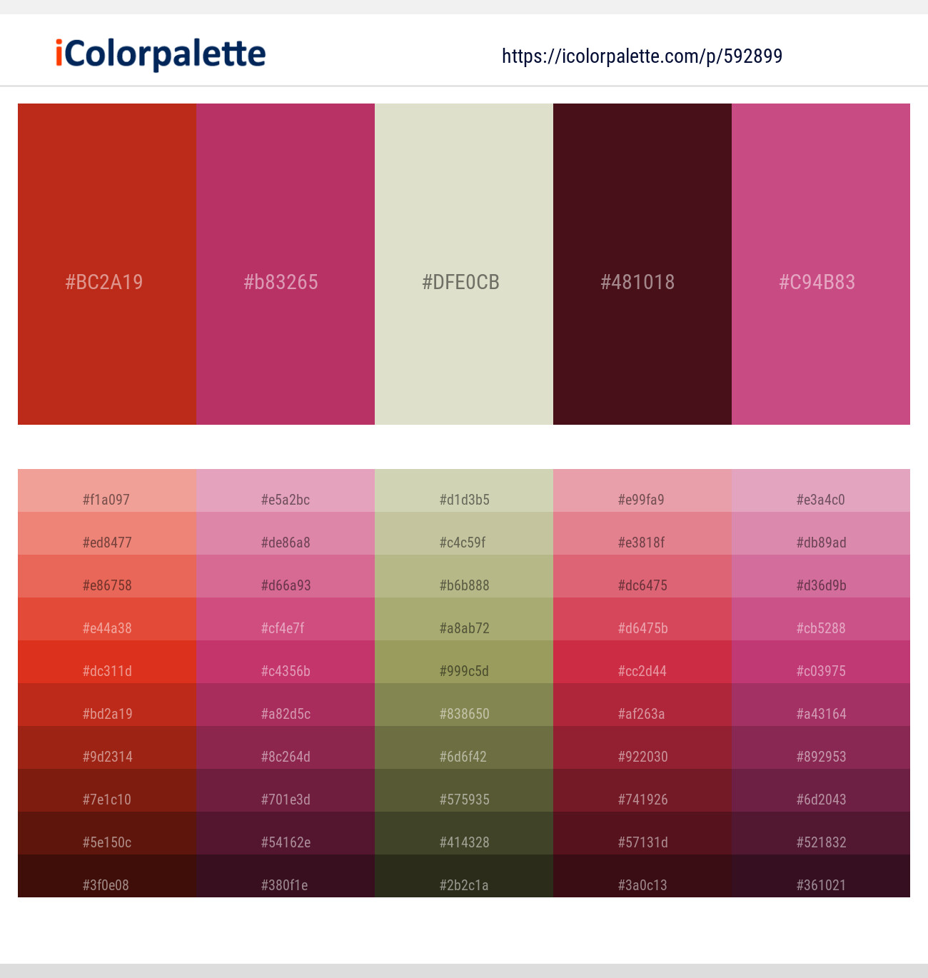 Thunderbird – Hibiscus – Moon Mist – Maroon Oak – Mulberry Color scheme