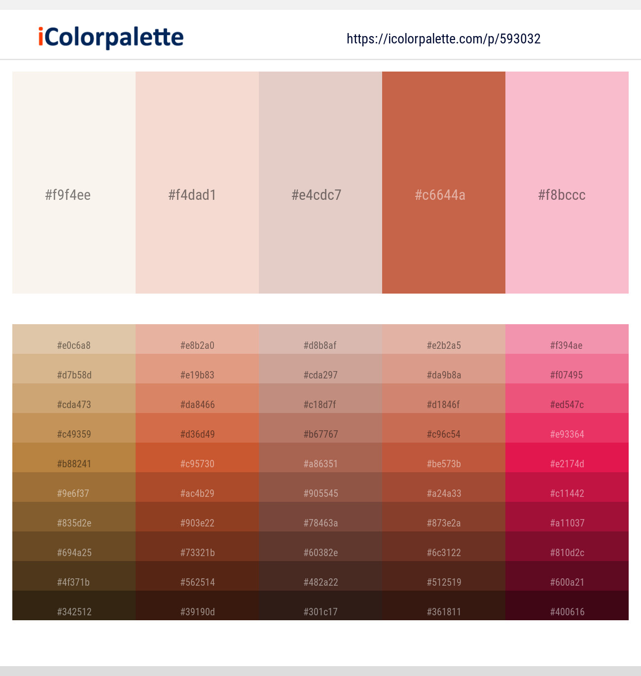 White Linen – Almond – Dust Storm – Fuzzy Wuzzy Brown – Azalea Color scheme