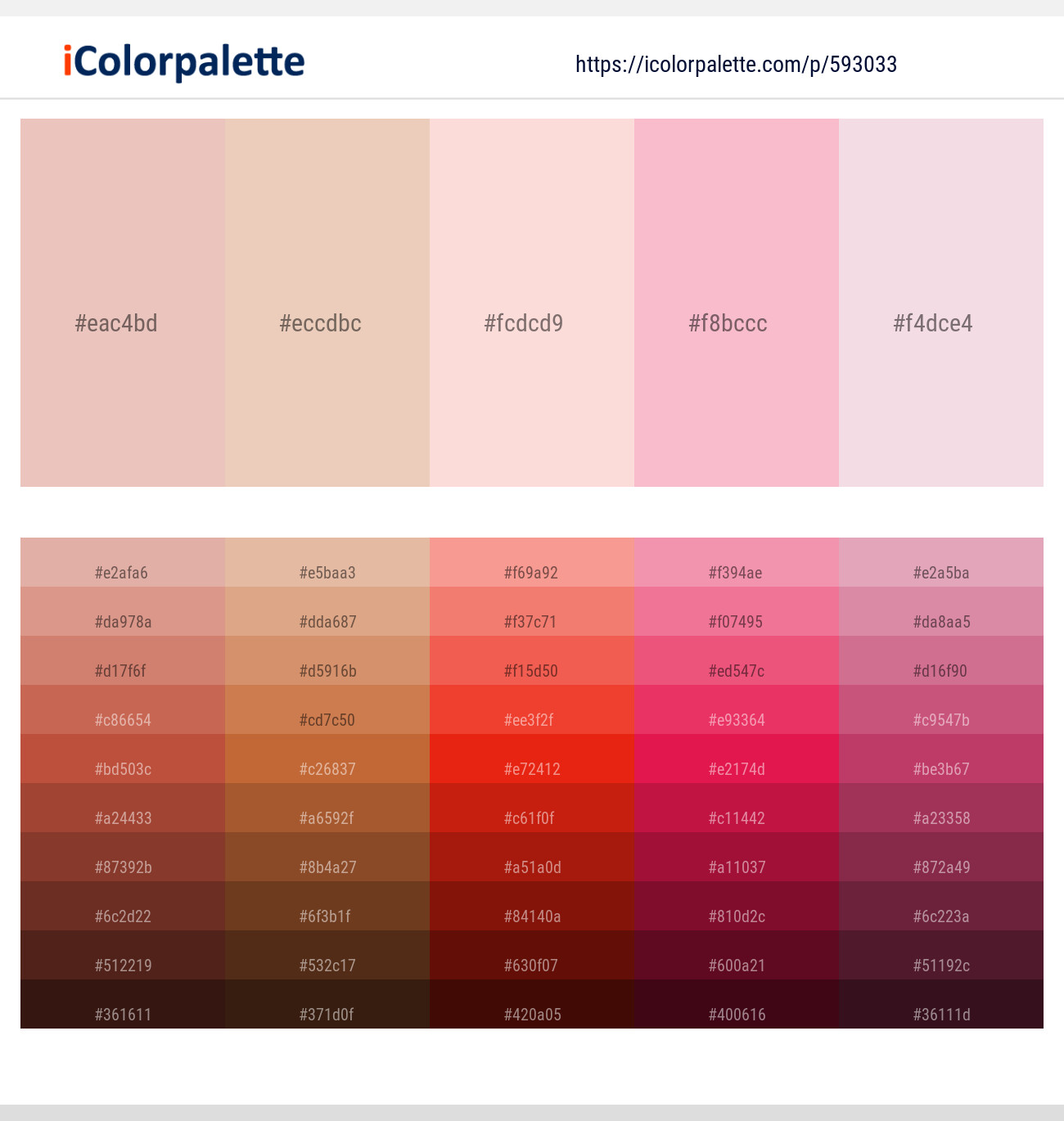 Rose Fog – Just Right – Cinderella – Azalea – Vanilla Ice Color scheme
