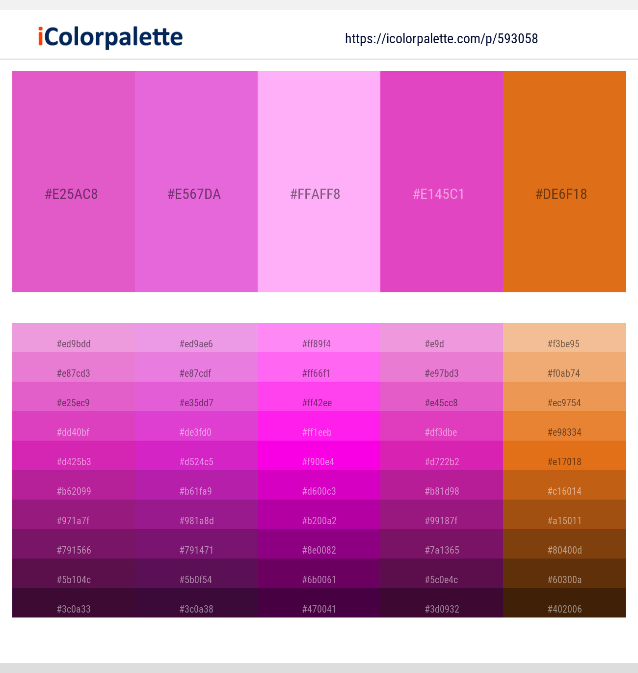 Orchid – Orchid – Lavender Rose – Brilliant Rose – Hot Cinnamon Color scheme