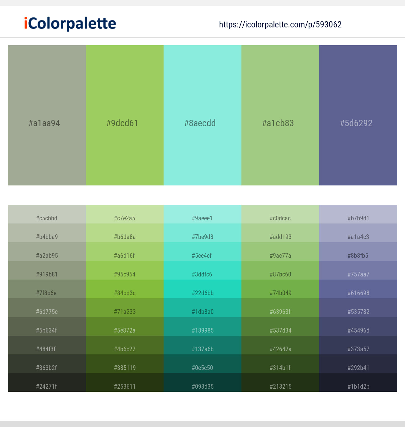 Bud – Olivine – Riptide – Olivine – Waikawa Gray Color scheme