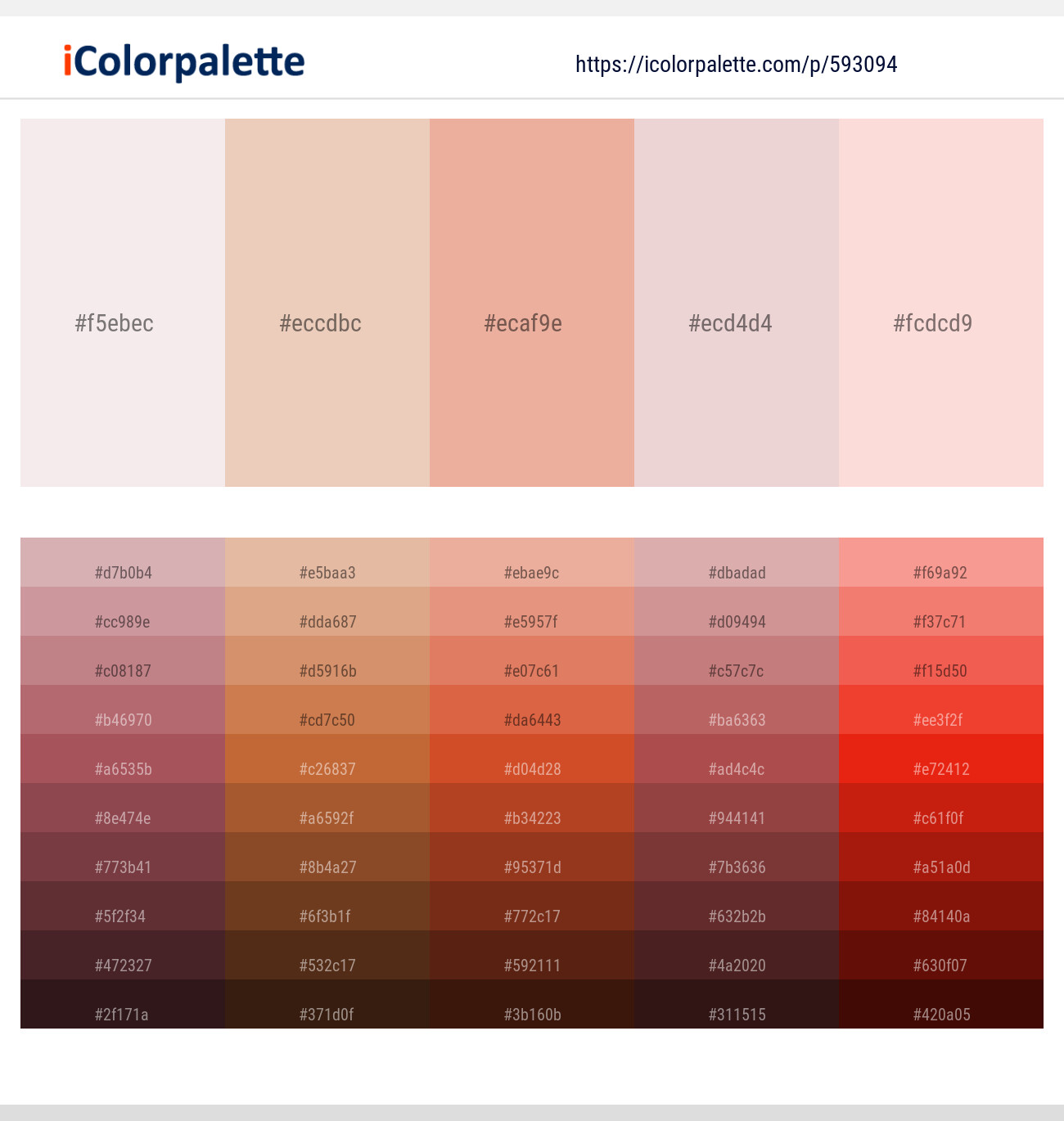 Soft Peach – Just Right – Tonys Pink – Oyster Pink – Cinderella Color scheme