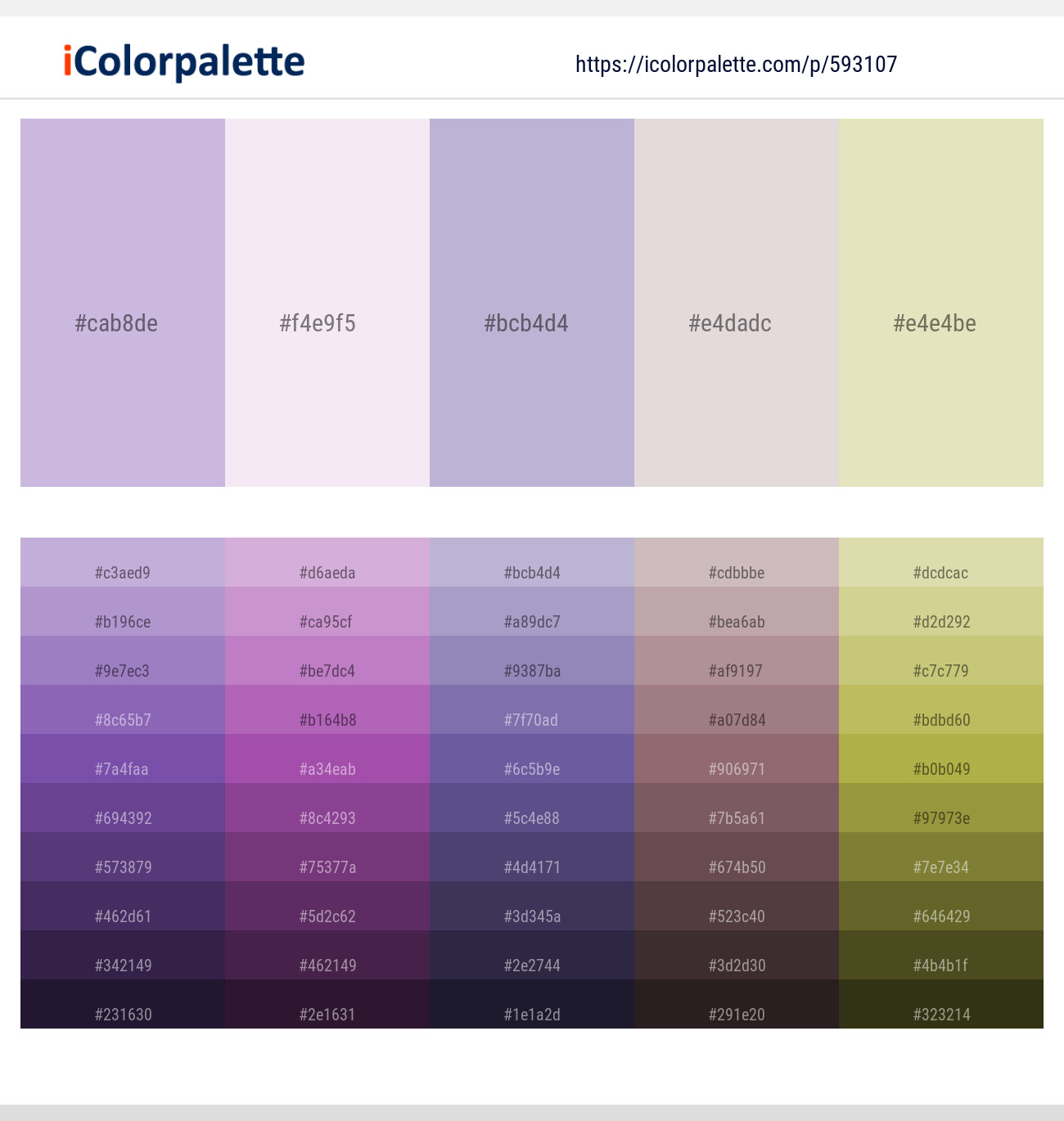 Prelude – Prim – Lavender Gray – Bon Jour – Beryl Green Color scheme