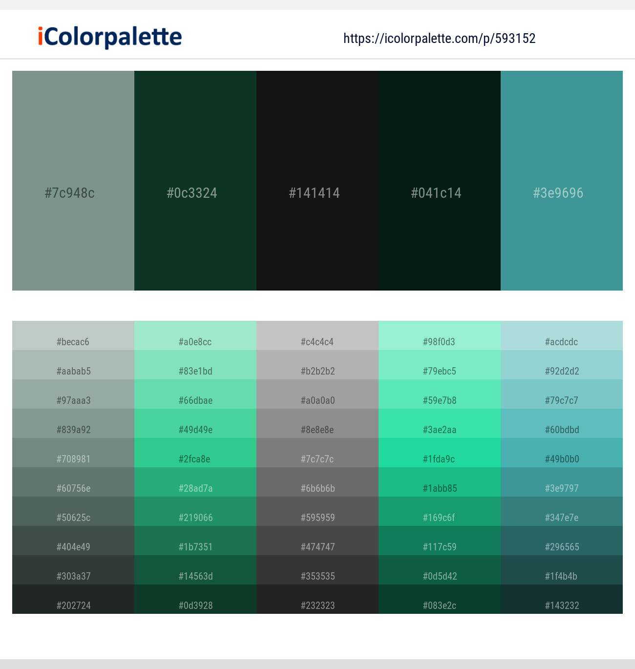 Blue Smoke – Bush – Cod Gray – Bottle Green – Paradiso Color scheme